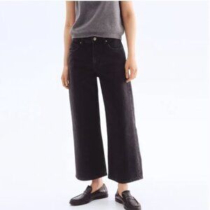 H&M Wide Leg High Waist Cropped Jeans - Dark Grey - NWT - women's 8
